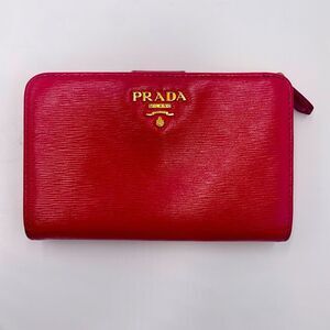 Auth PRADA Small Bifold Fucshia Saffiano Leather Wallet Preloved Very Good